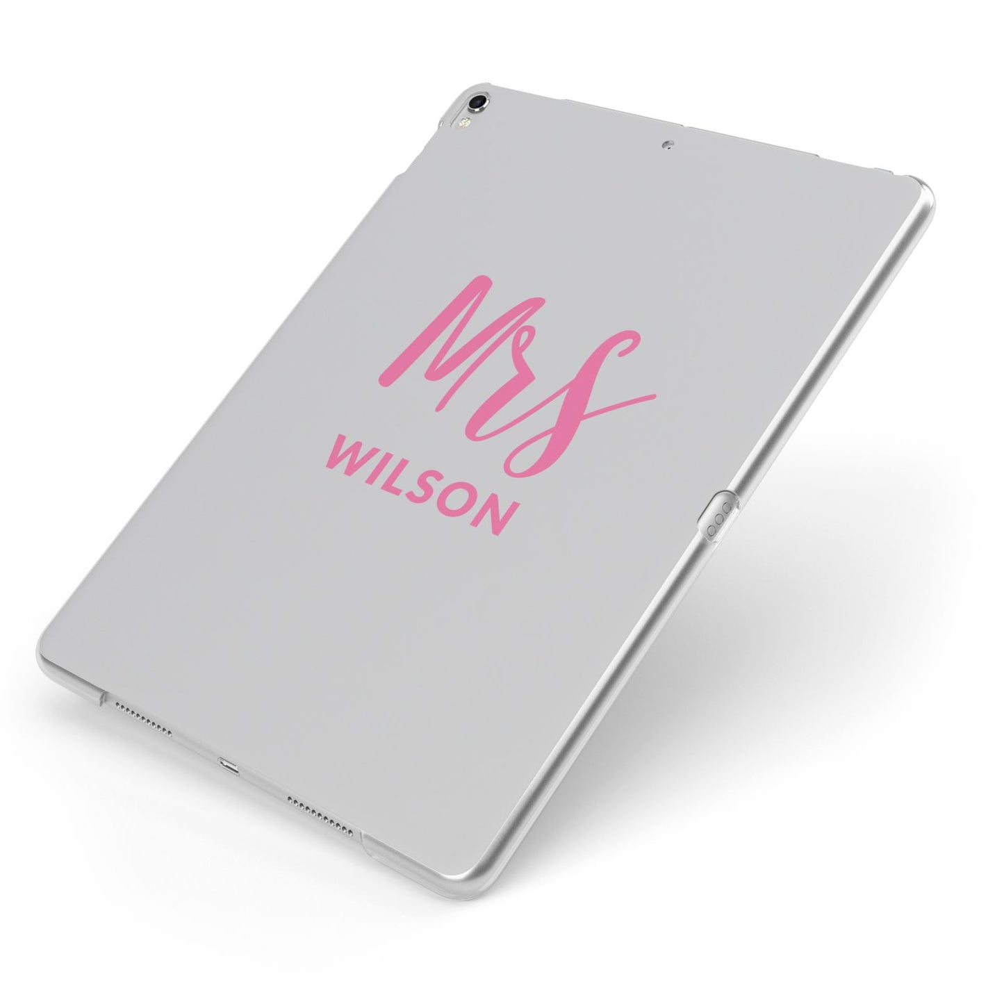 Personalised Mrs Couple Apple iPad Case on Silver iPad Side View