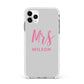 Personalised Mrs Couple Apple iPhone 11 Pro Max in Silver with White Impact Case