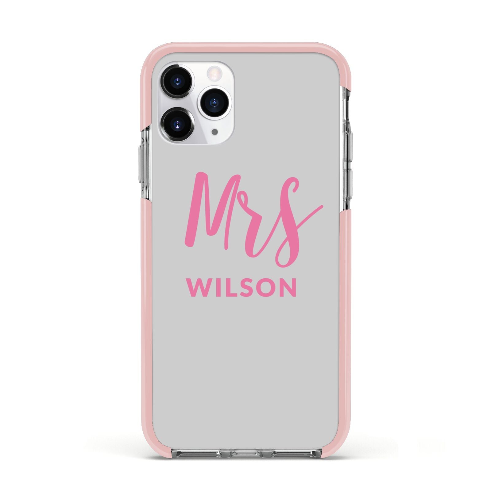 Personalised Mrs Couple Apple iPhone 11 Pro in Silver with Pink Impact Case