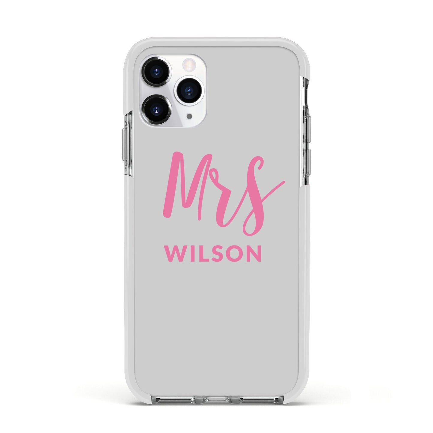 Personalised Mrs Couple Apple iPhone 11 Pro in Silver with White Impact Case