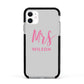 Personalised Mrs Couple Apple iPhone 11 in White with Black Impact Case