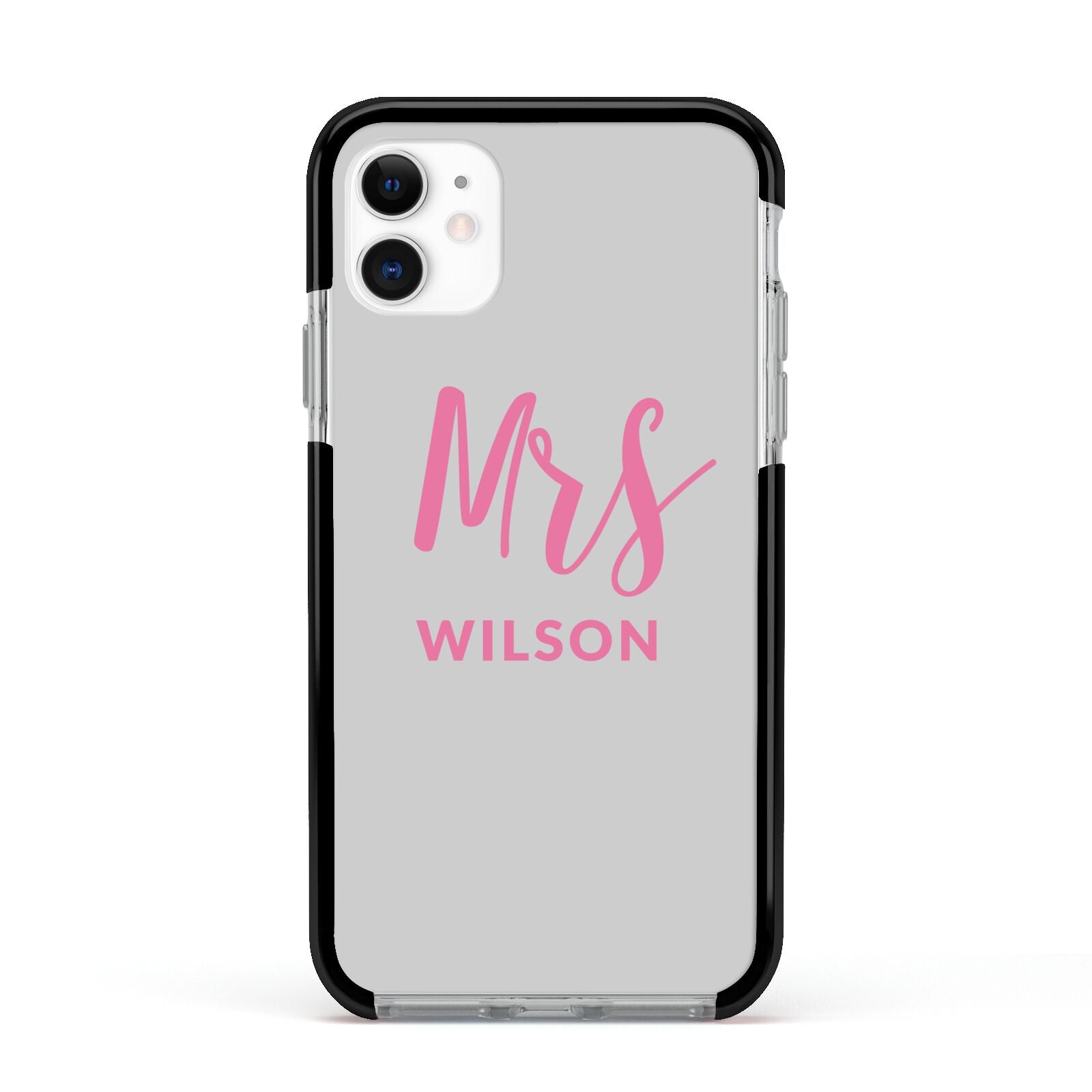 Personalised Mrs Couple Apple iPhone 11 in White with Black Impact Case