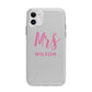 Personalised Mrs Couple Apple iPhone 11 in White with Bumper Case