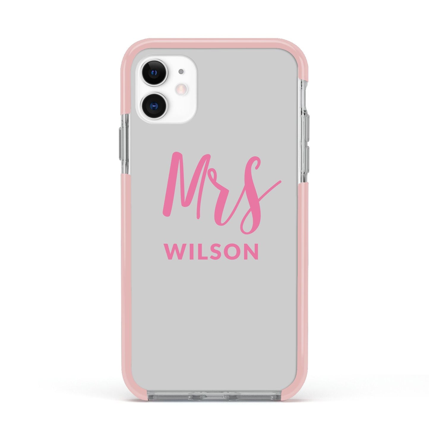 Personalised Mrs Couple Apple iPhone 11 in White with Pink Impact Case