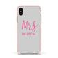 Personalised Mrs Couple Apple iPhone Xs Impact Case Pink Edge on Gold Phone
