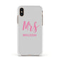 Personalised Mrs Couple Apple iPhone Xs Impact Case White Edge on Gold Phone