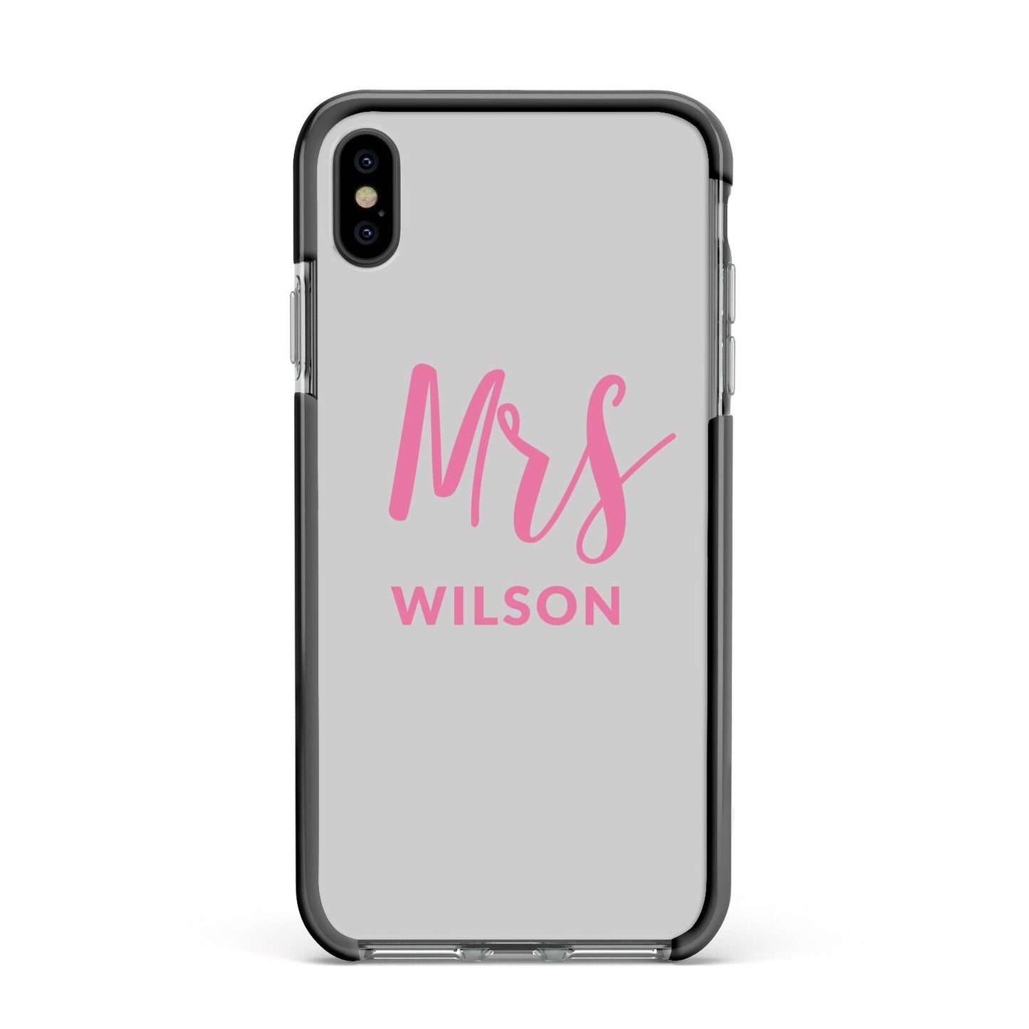 Personalised Mrs Couple Apple iPhone Xs Max Impact Case Black Edge on Black Phone