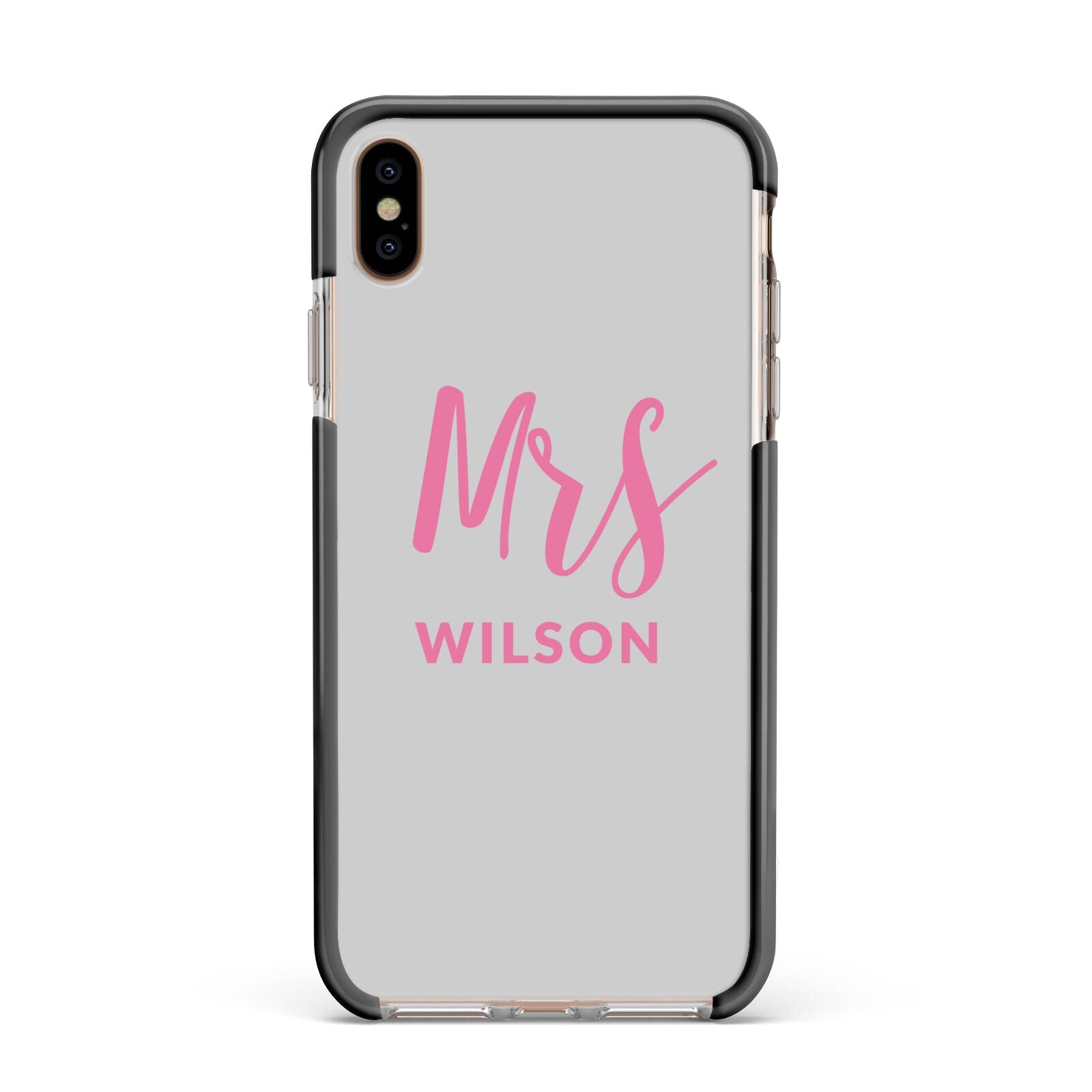 Personalised Mrs Couple Apple iPhone Xs Max Impact Case Black Edge on Gold Phone