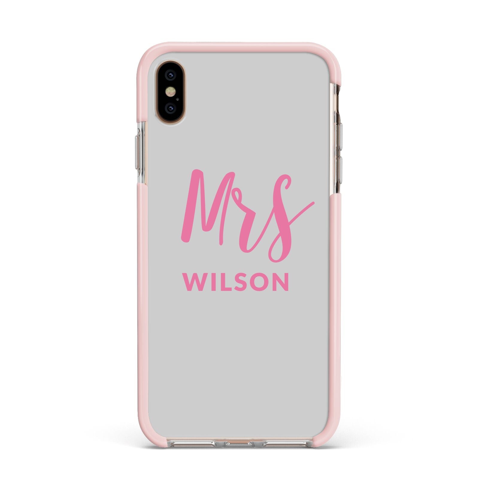 Personalised Mrs Couple Apple iPhone Xs Max Impact Case Pink Edge on Gold Phone