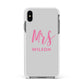 Personalised Mrs Couple Apple iPhone Xs Max Impact Case White Edge on Black Phone