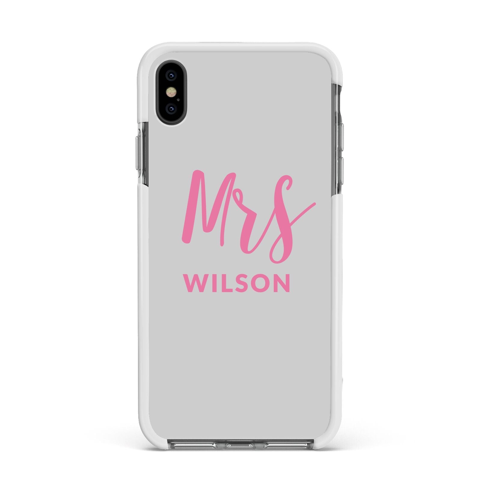 Personalised Mrs Couple Apple iPhone Xs Max Impact Case White Edge on Black Phone