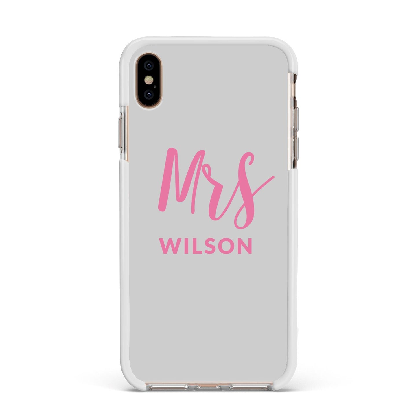 Personalised Mrs Couple Apple iPhone Xs Max Impact Case White Edge on Gold Phone