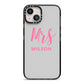 Personalised Mrs Couple iPhone 13 Black Impact Case on Silver phone