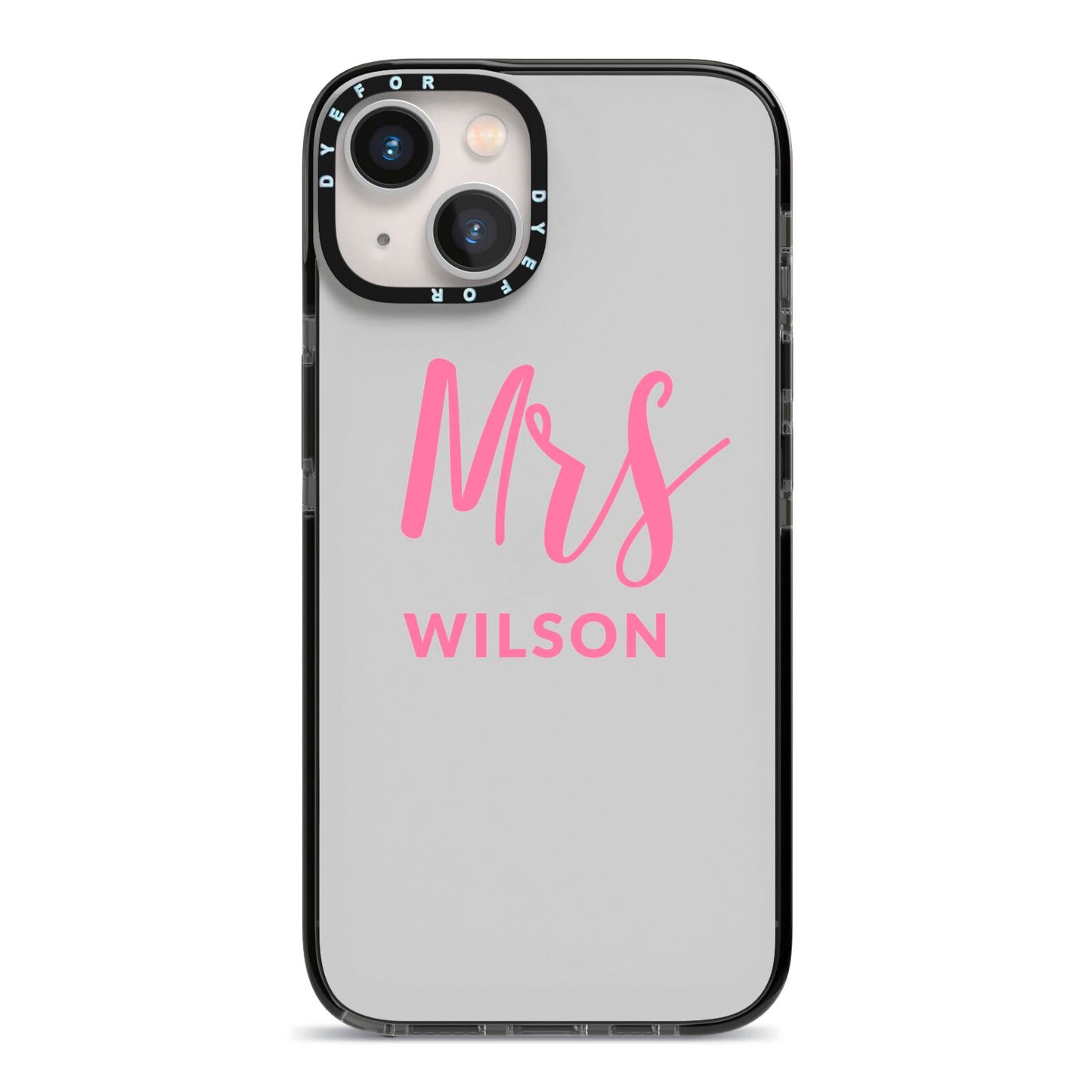Personalised Mrs Couple iPhone 13 Black Impact Case on Silver phone