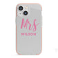 Personalised Mrs Couple iPhone 13 Mini TPU Impact Case with Pink Edges