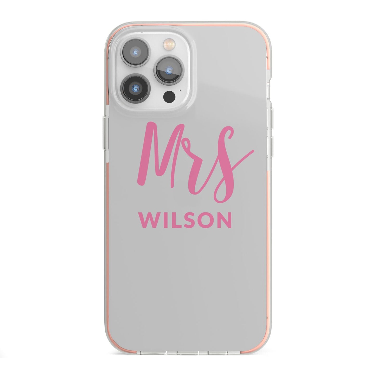Personalised Mrs Couple iPhone 13 Pro Max TPU Impact Case with Pink Edges