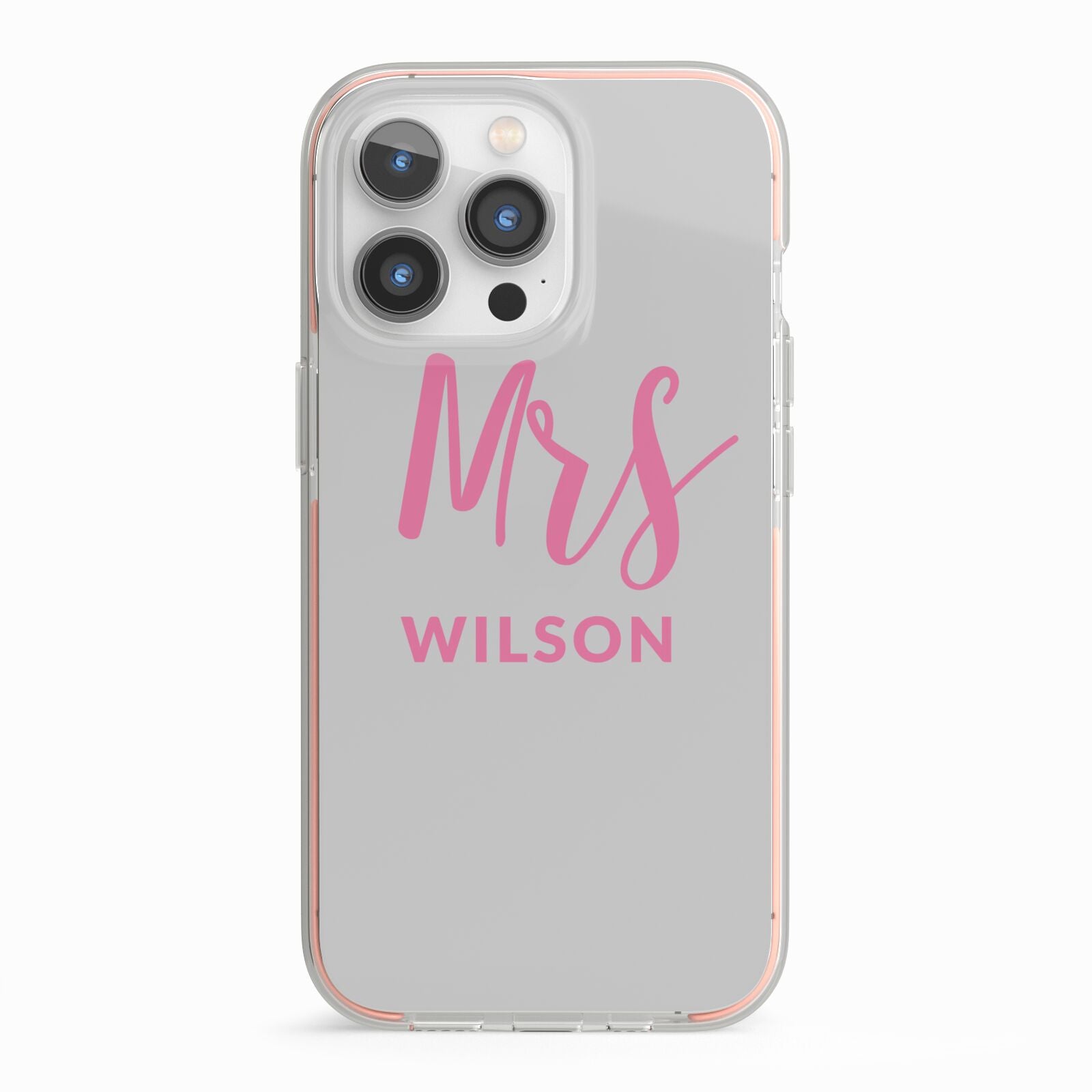 Personalised Mrs Couple iPhone 13 Pro TPU Impact Case with Pink Edges