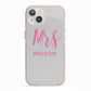 Personalised Mrs Couple iPhone 13 TPU Impact Case with Pink Edges