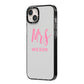 Personalised Mrs Couple iPhone 14 Plus Black Impact Case Side Angle on Silver phone