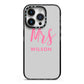 Personalised Mrs Couple iPhone 14 Pro Black Impact Case on Silver phone