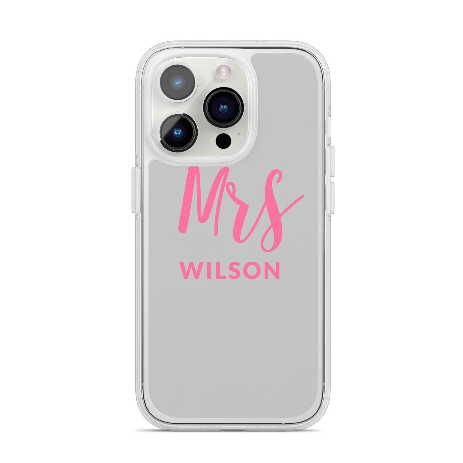 Personalised Mrs Couple iPhone 14 Pro Clear Tough Case Silver