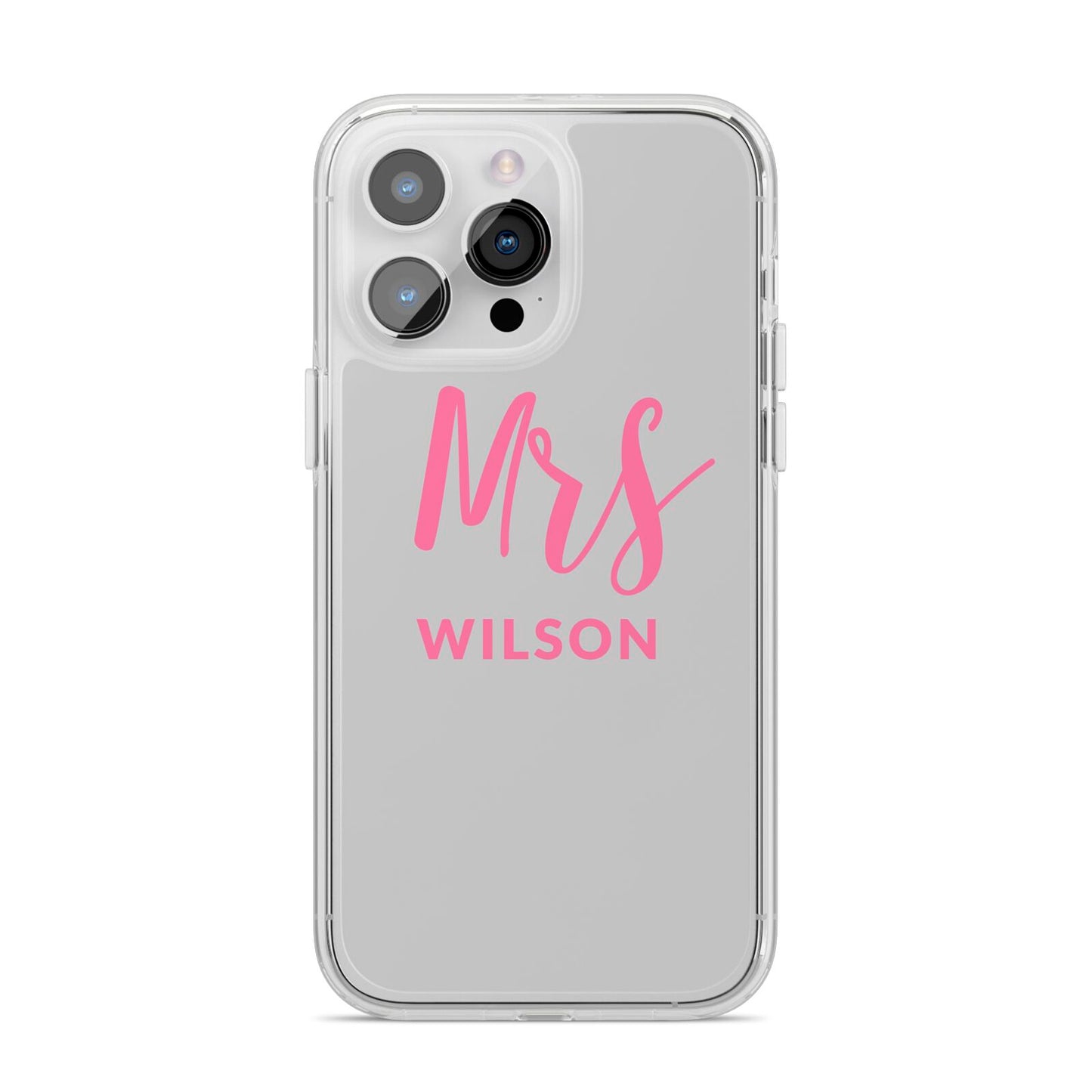Personalised Mrs Couple iPhone 14 Pro Max Clear Tough Case Silver