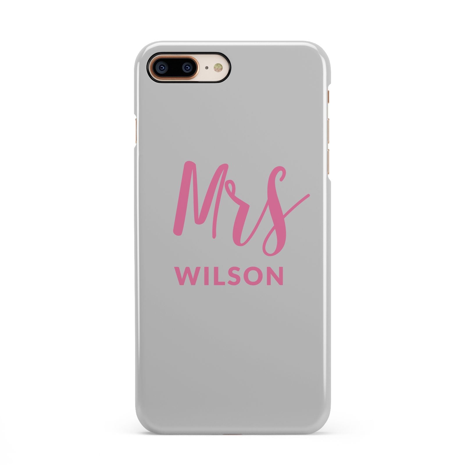Personalised Mrs Couple iPhone 8 Plus 3D Snap Case on Gold Phone