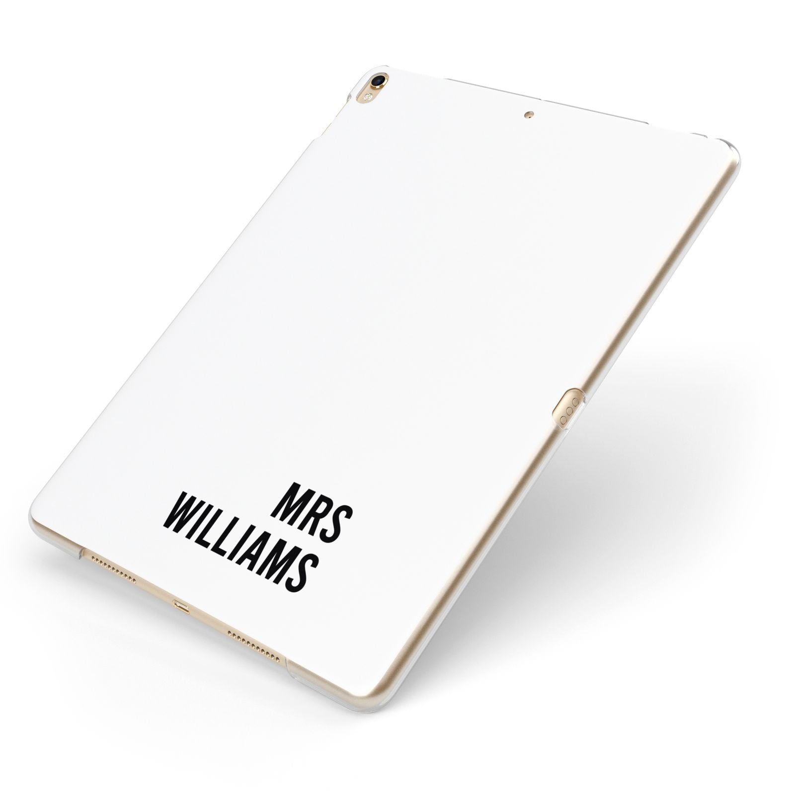 Personalised Mrs Surname Apple iPad Case on Gold iPad Side View