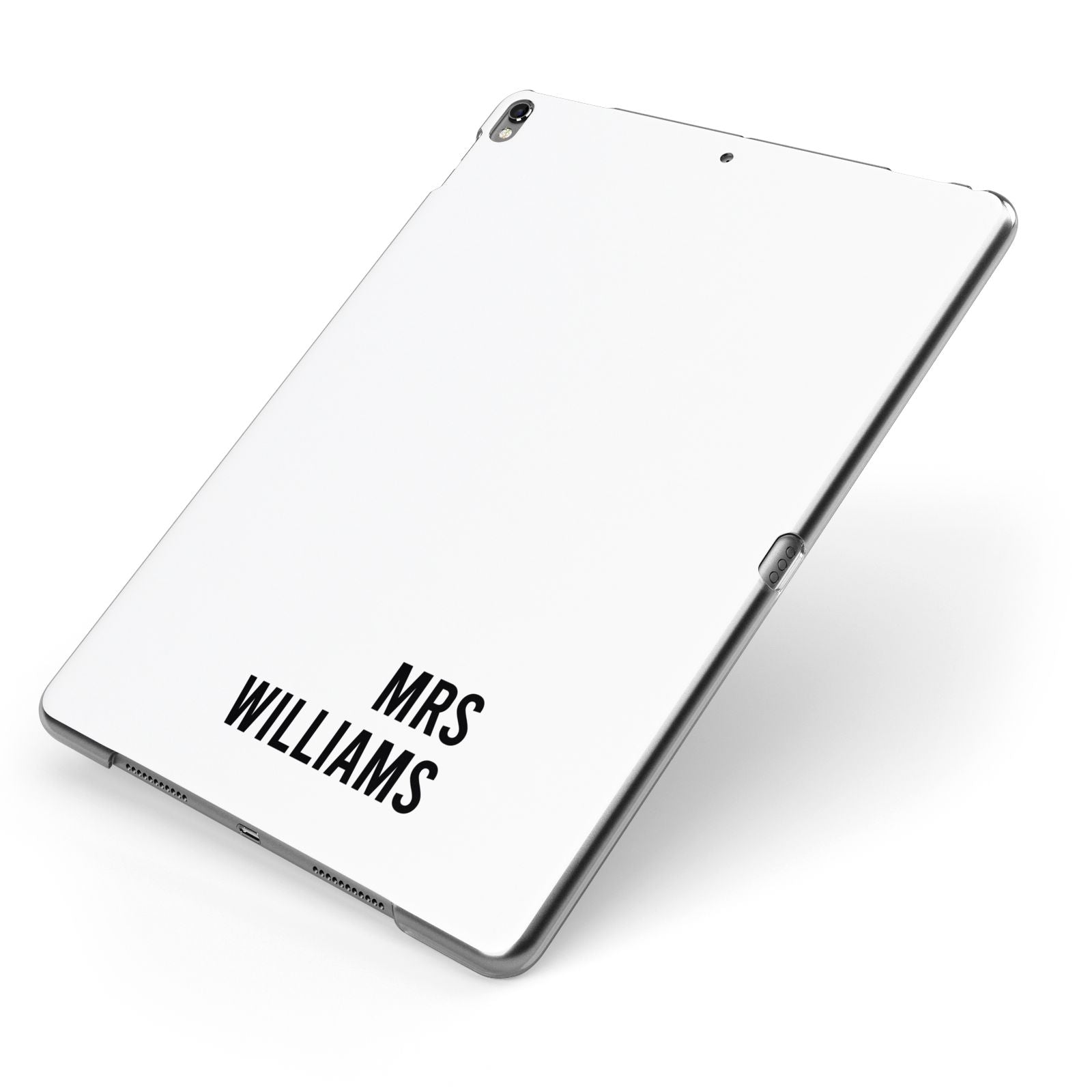 Personalised Mrs Surname Apple iPad Case on Grey iPad Side View