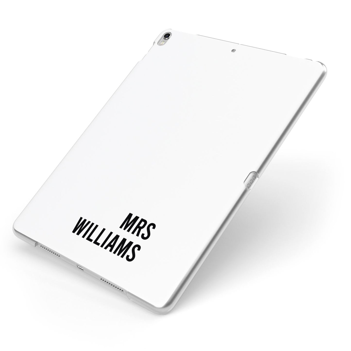 Personalised Mrs Surname Apple iPad Case on Silver iPad Side View