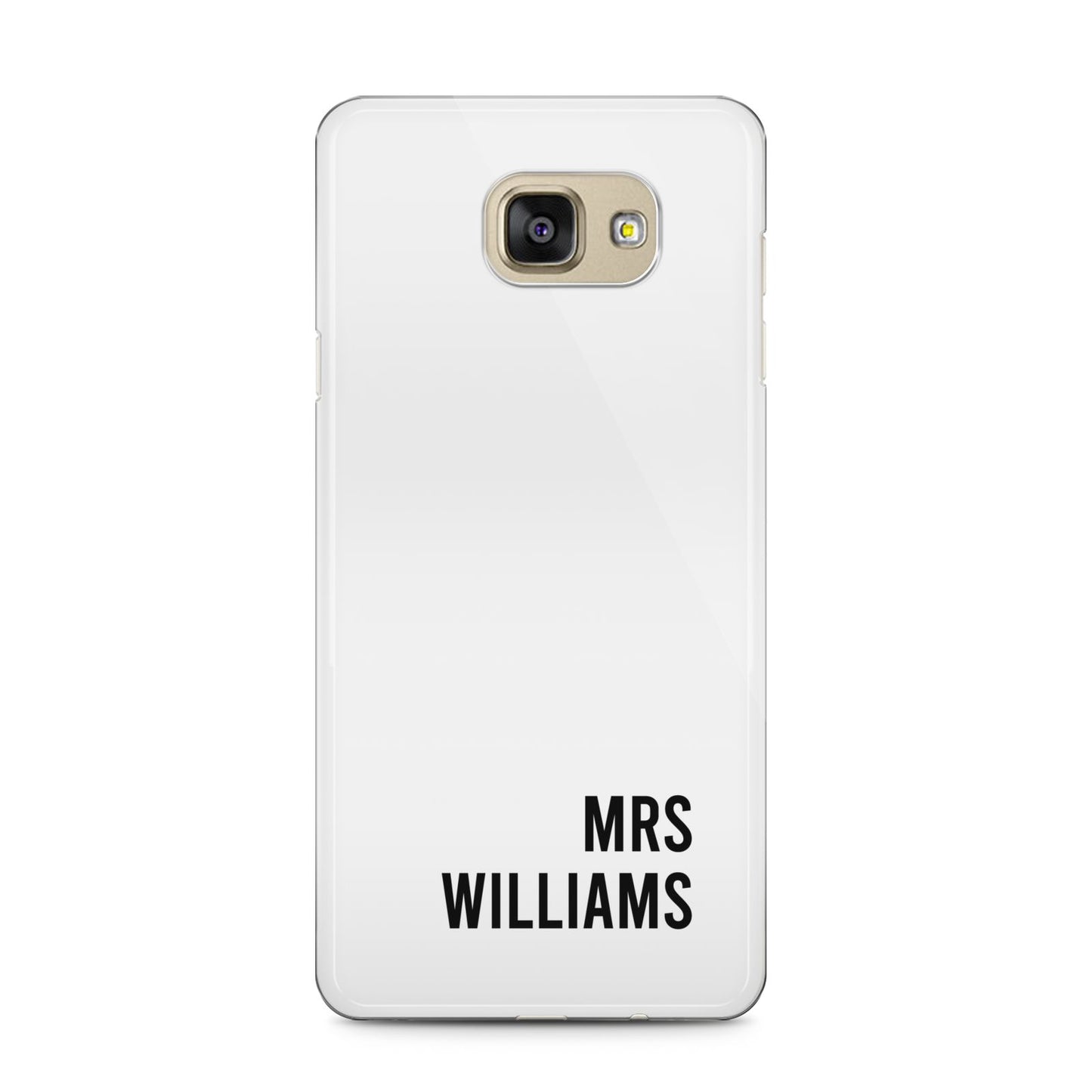 Personalised Mrs Surname Samsung Galaxy A5 2016 Case on gold phone