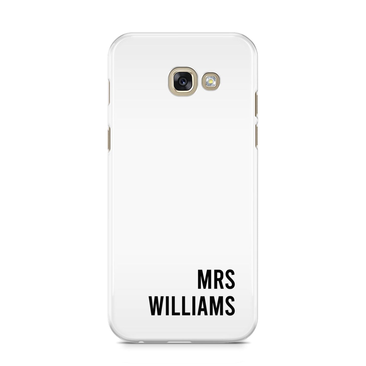 Personalised Mrs Surname Samsung Galaxy A5 2017 Case on gold phone