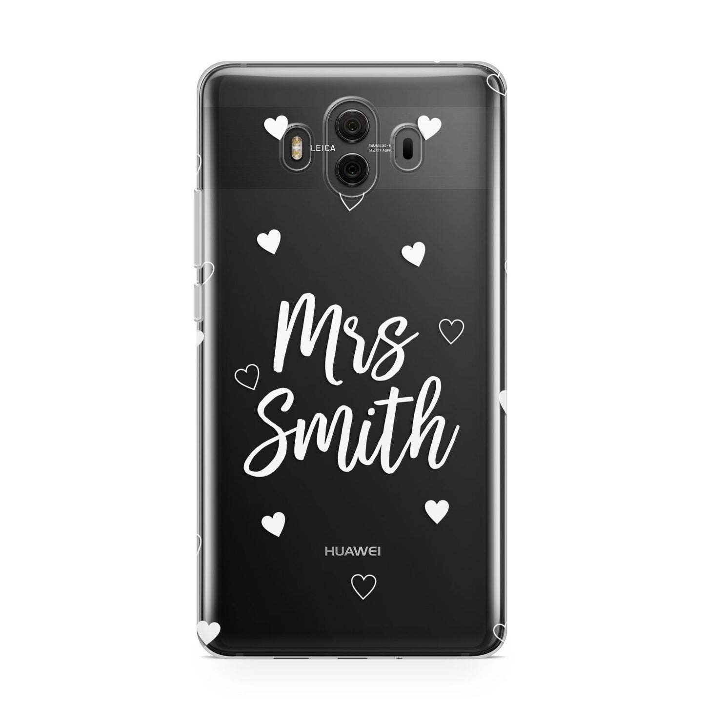 Personalised Mrs with Hearts Huawei Mate 10 Protective Phone Case