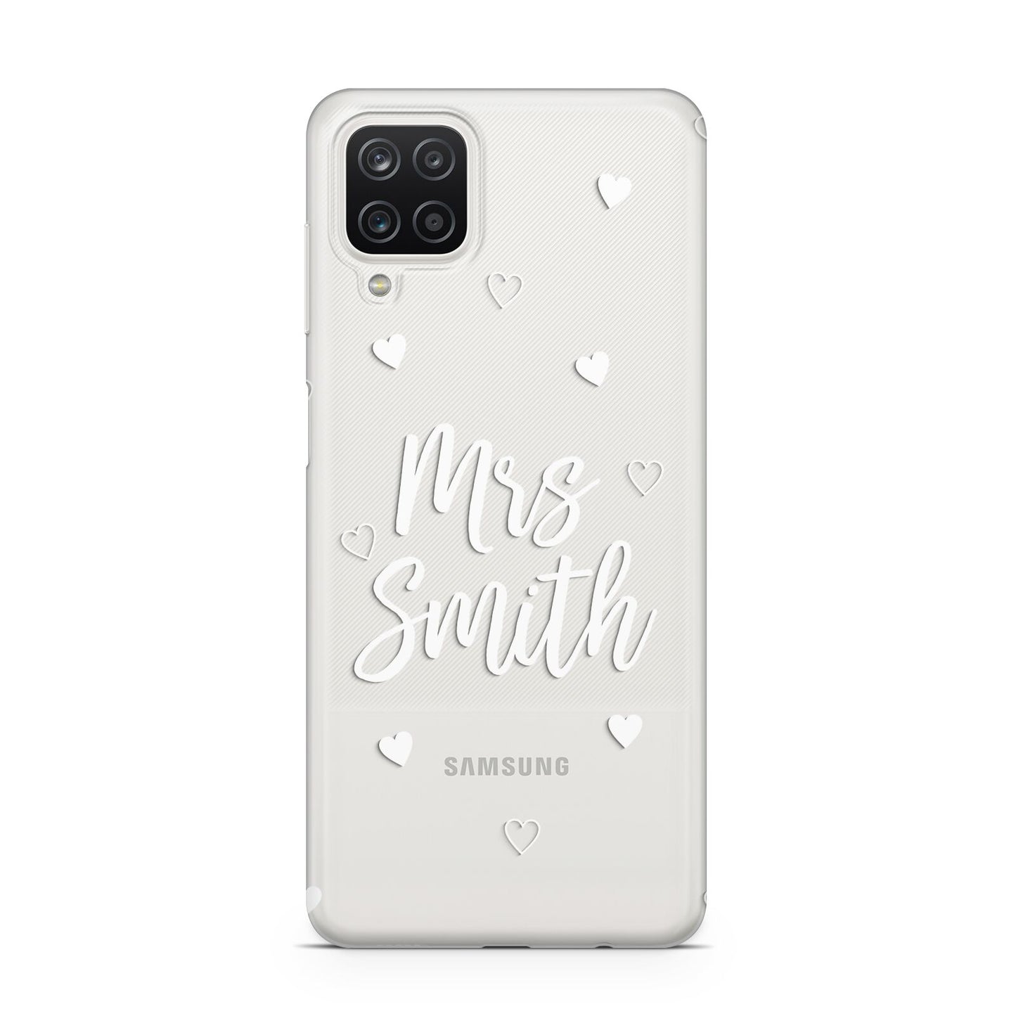 Personalised Mrs with Hearts Samsung A12 Case