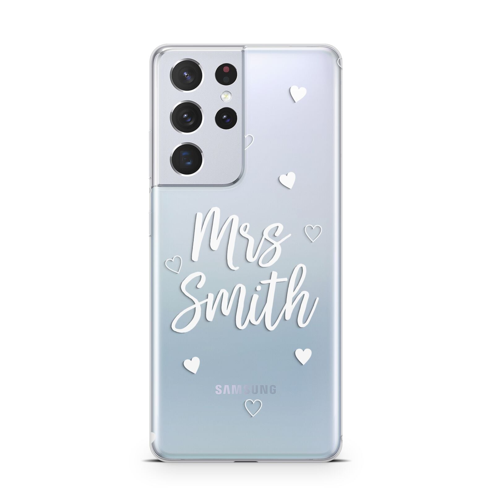 Personalised Mrs with Hearts Samsung S21 Ultra Case