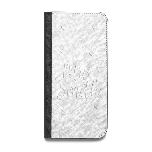 Personalised Mrs with Hearts Vegan Leather Flip iPhone Case