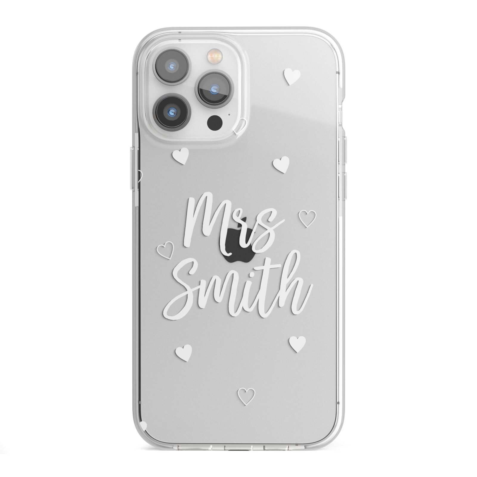 Personalised Mrs with Hearts iPhone 13 Pro Max TPU Impact Case with White Edges