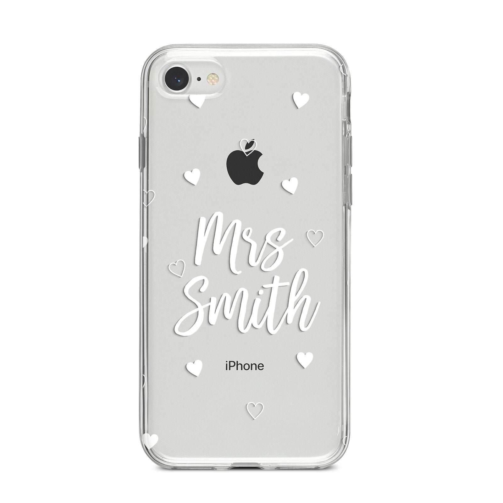 Personalised Mrs with Hearts iPhone 8 Bumper Case on Silver iPhone