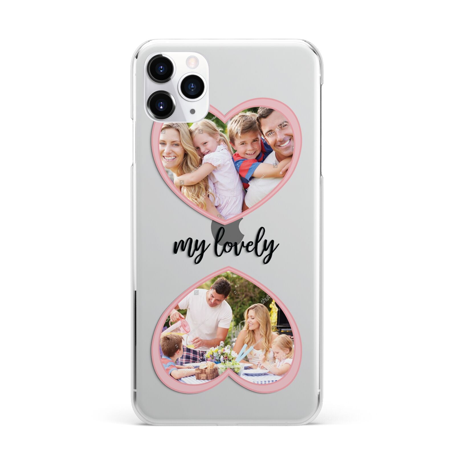 Personalised Multi Photo Hearts Apple iPhone 11 Pro Max in Silver with 2D Snap Case