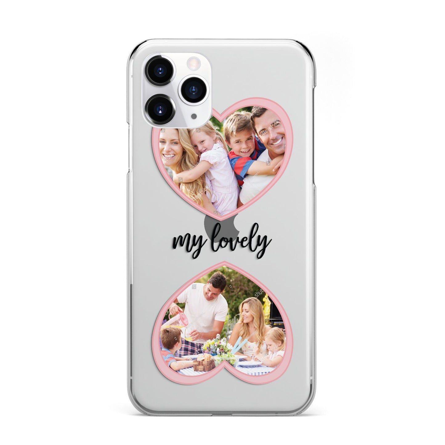 Personalised Multi Photo Hearts Apple iPhone 11 Pro in Silver with 2D Snap Case