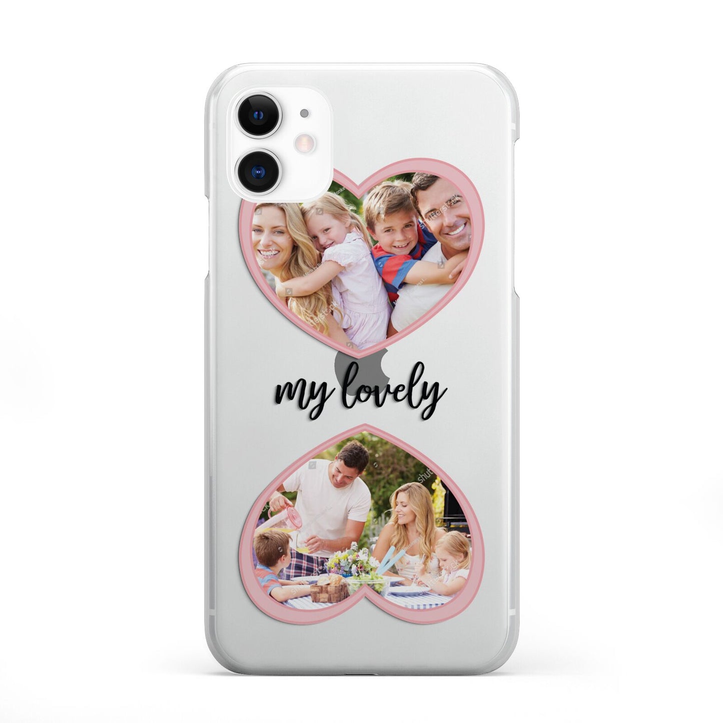 Personalised Multi Photo Hearts Apple iPhone 11 in White with 2D Snap Case