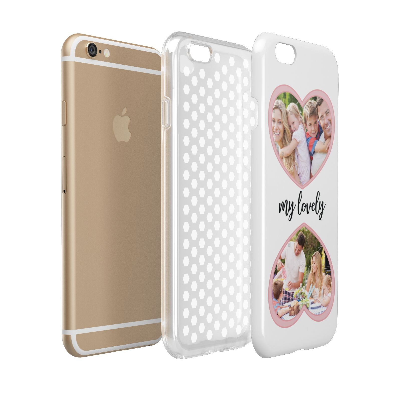 Personalised Multi Photo Hearts Apple iPhone 6 3D Tough Case Expanded view