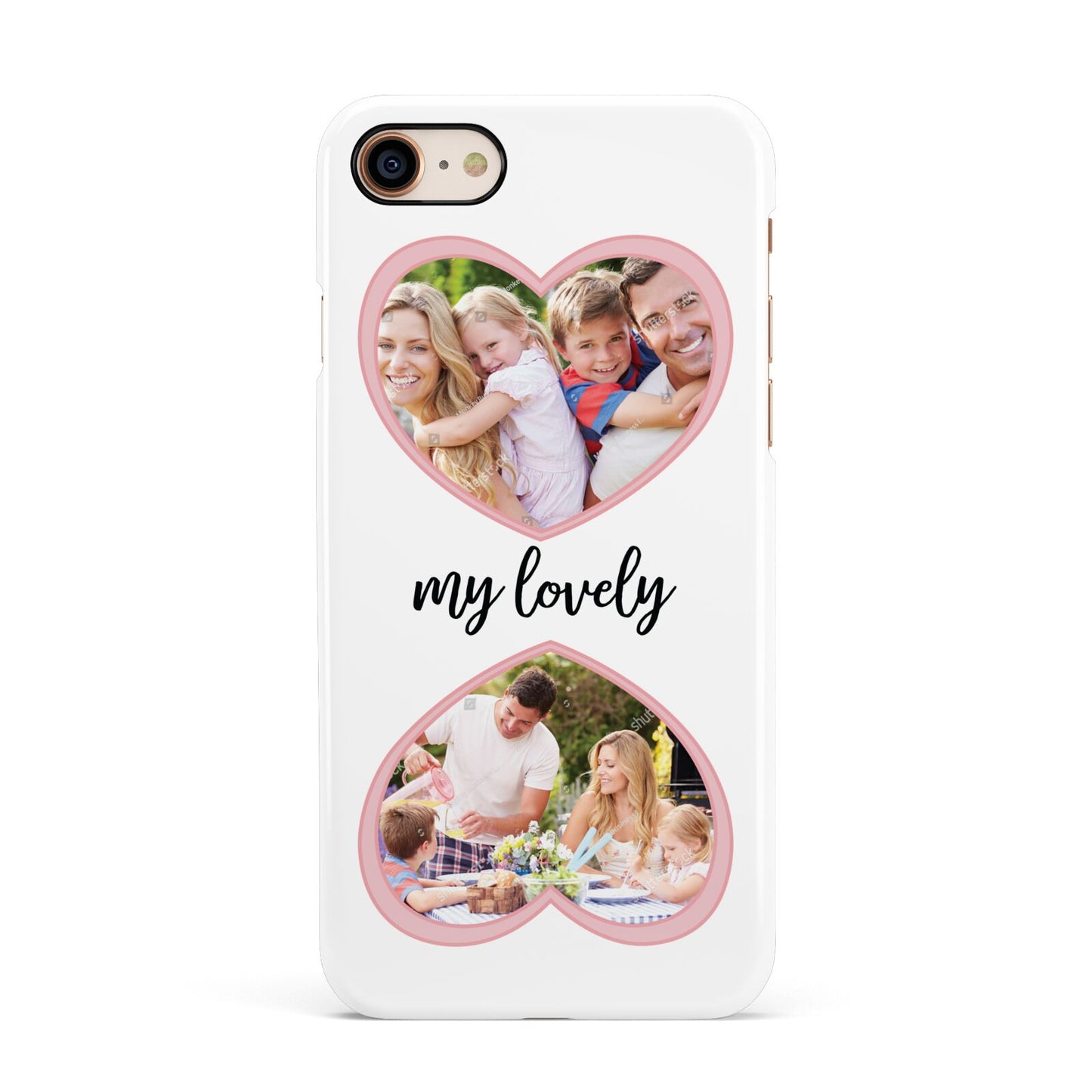 Personalised Multi Photo Hearts Apple iPhone 7 8 3D Snap Case