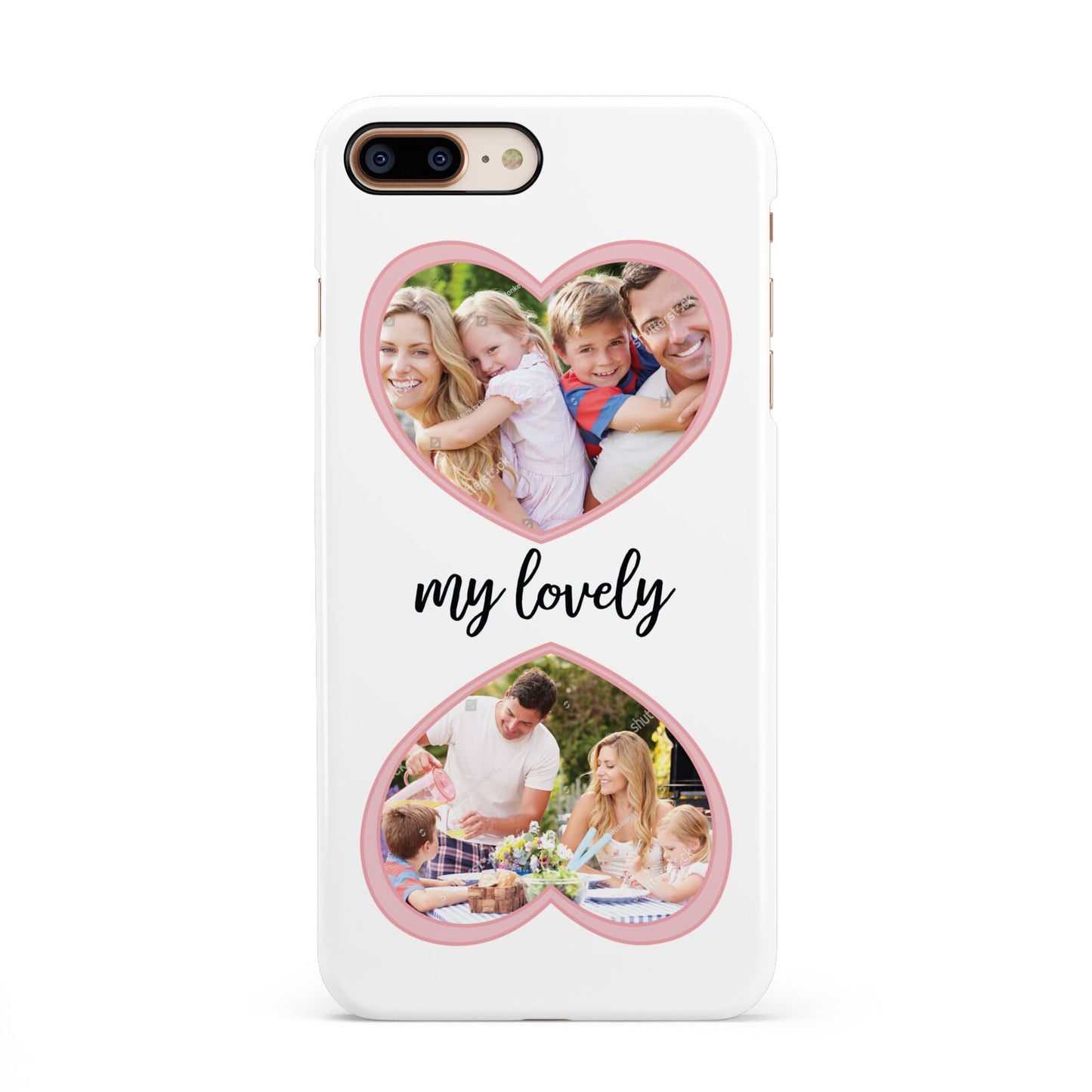 Personalised Multi Photo Hearts Apple iPhone 7 8 Plus 3D Snap Case