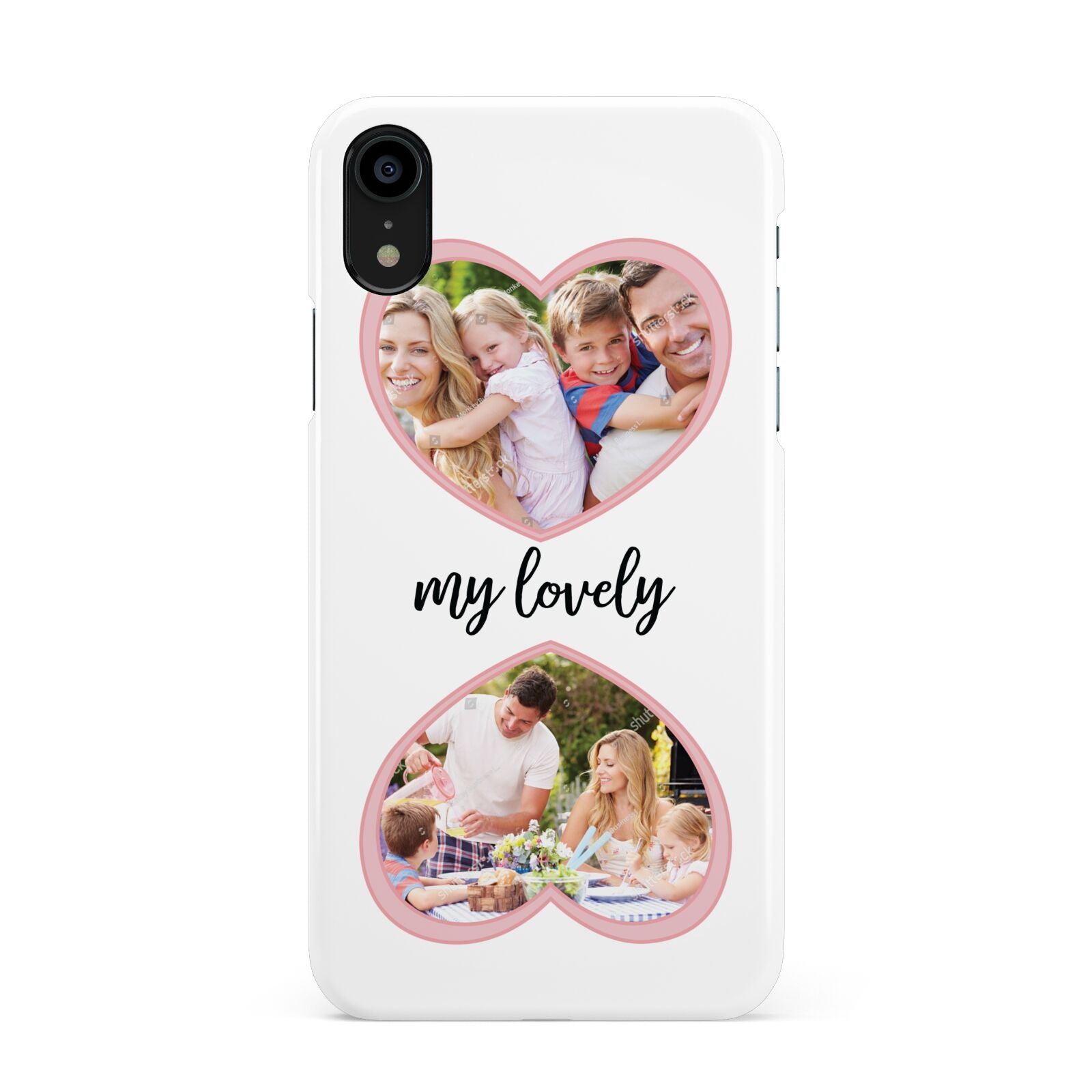 Personalised Multi Photo Hearts Apple iPhone XR Black 3D Snap Case