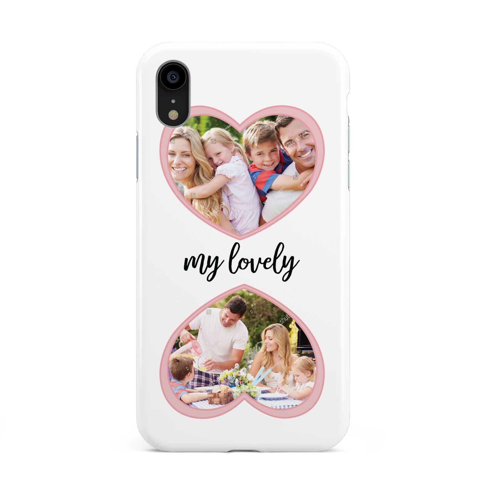 Personalised Multi Photo Hearts Apple iPhone XR Black 3D Tough Case