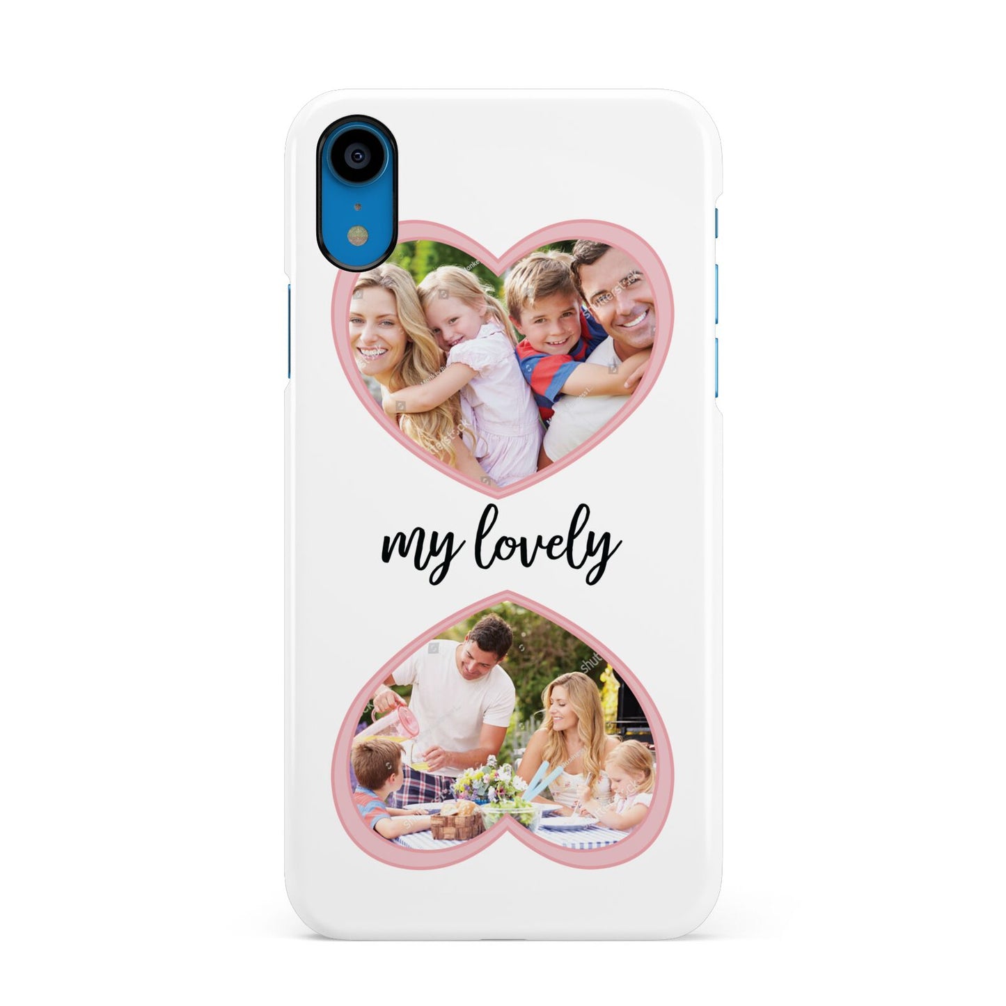 Personalised Multi Photo Hearts Apple iPhone XR Blue 3D Snap Case