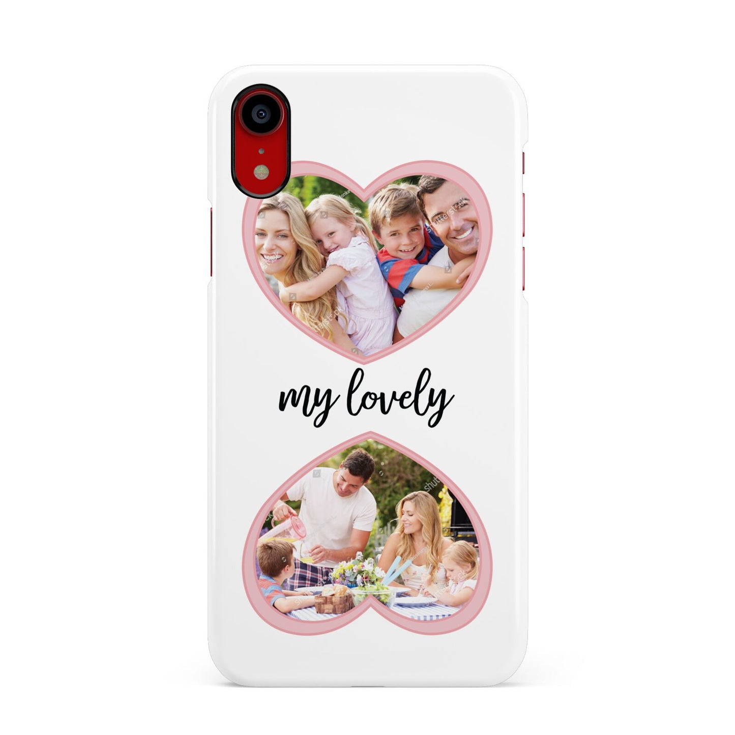 Personalised Multi Photo Hearts Apple iPhone XR Red 3D Snap Case