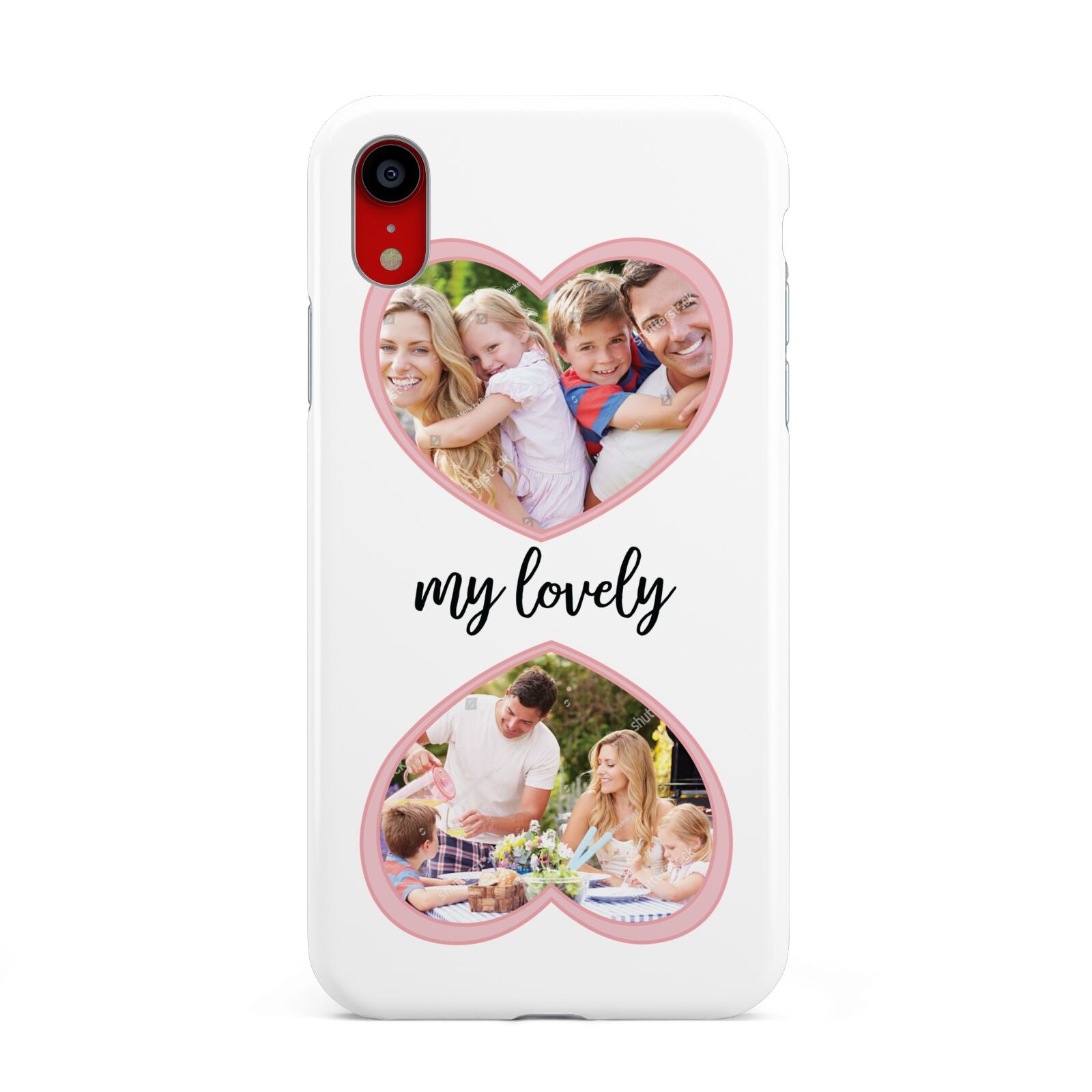 Personalised Multi Photo Hearts Apple iPhone XR Red 3D Tough Case