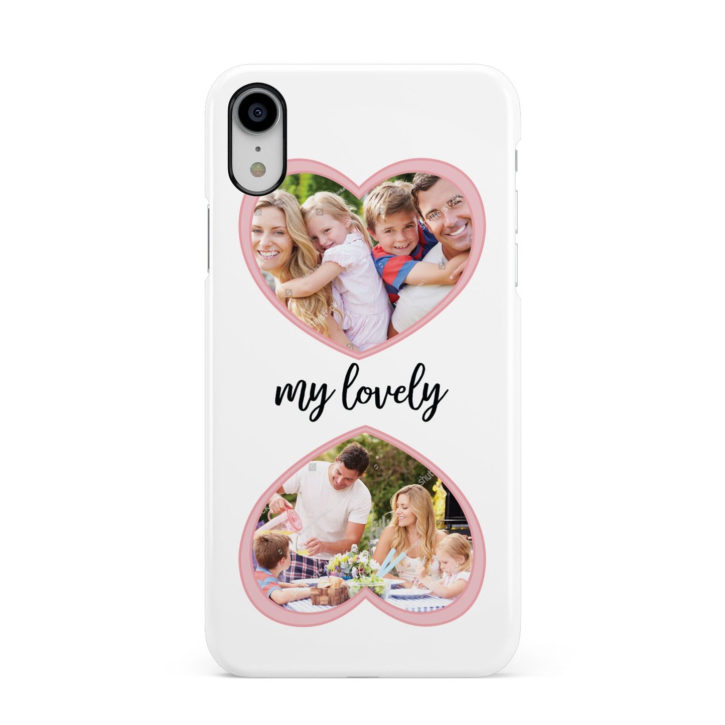 Personalised Multi Photo Hearts Apple iPhone XR White 3D Snap Case